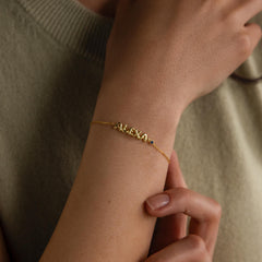 Bubble Name Birthstone Bracelet in 18K Gold