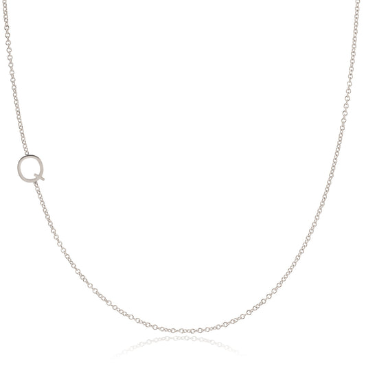 14k Gold Asymmetrical Letter Necklace - Q
