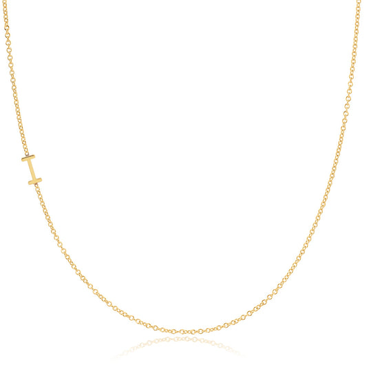 14k Gold Asymmetrical Letter Necklace - I