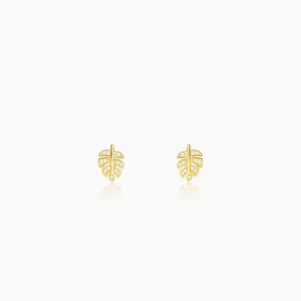 Golden Leaflet Stud Earrings Earrings.