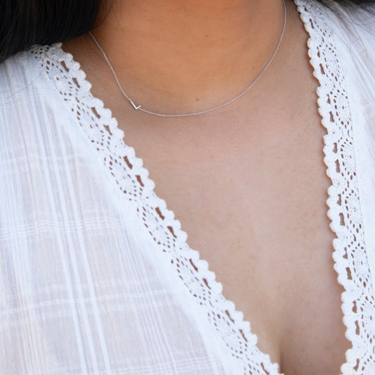 14k Gold Asymmetrical Letter Necklace - L