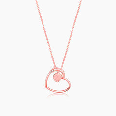 Rose Gold Heart Necklace Pendant.