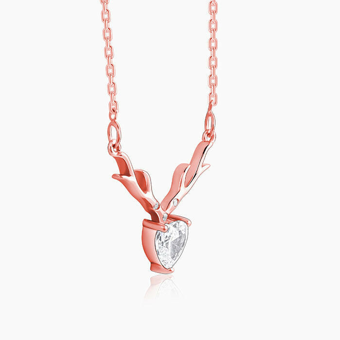 Rose Gold Deer Heart Necklace Pendant.