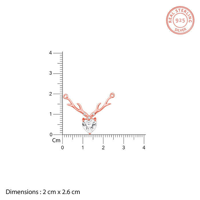 Rose Gold Deer Heart Necklace Pendant.