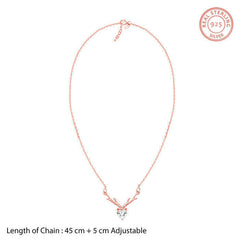 Rose Gold Deer Heart Necklace Pendant.