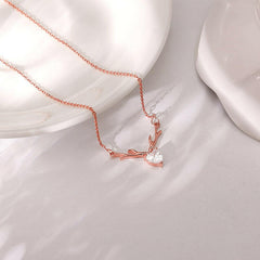 Rose Gold Deer Heart Necklace Pendant.