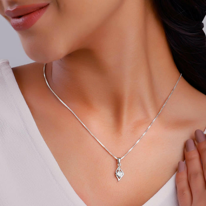 Silver Falling Dew Pendant with Box Chain Pendant.