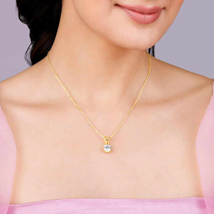 Golden Zircon Pendant with Link Chain Pendant.