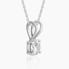 Silver Zircon Pendant with Link Chain Pendant.