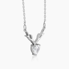 Silver Deer Heart Necklace Pendant.
