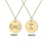 Custom Long Distance States Friendship Relationship Necklace Necklace.