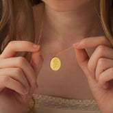 Custom Oval Birth Flower Necklace Birth Flower Jewelry.