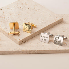 Custom Photo engraving Wedding Square Cuff Links cufflink.