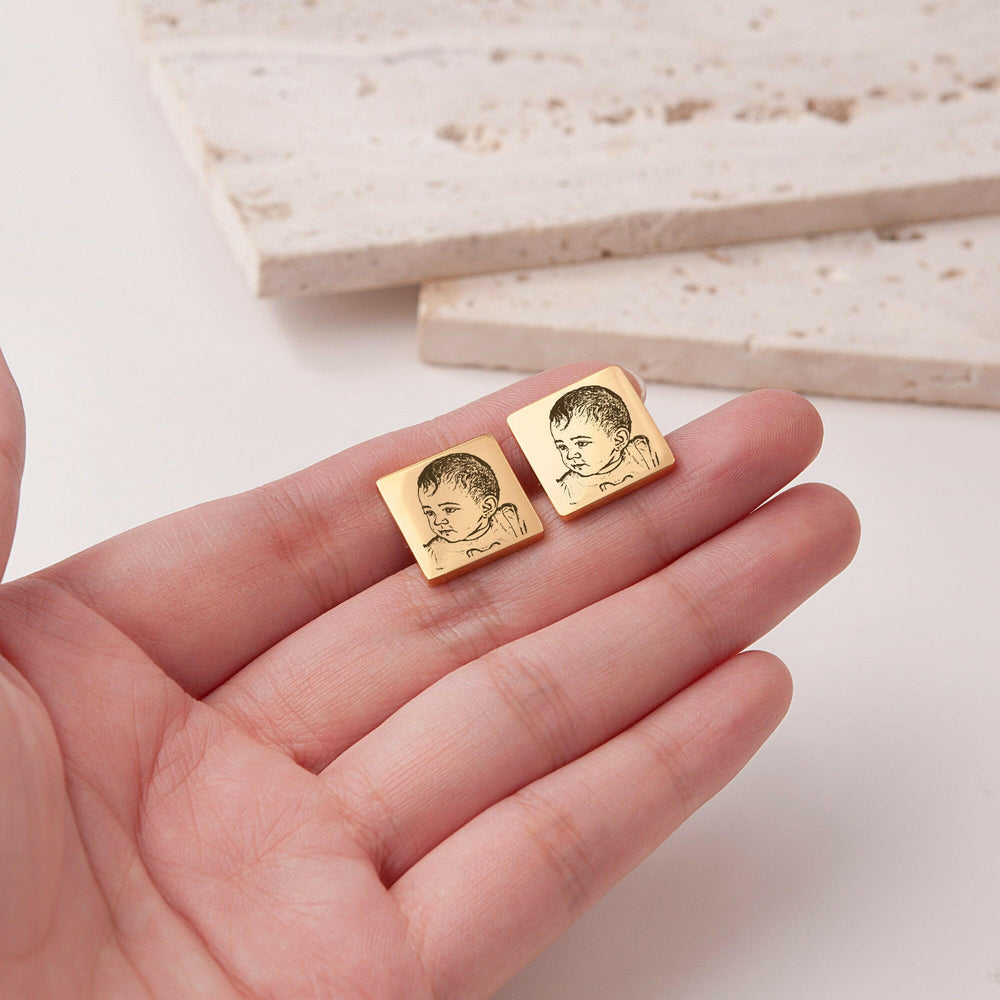 Custom Photo engraving Wedding Square Cuff Links cufflink.