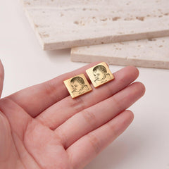 Custom Photo engraving Wedding Square Cuff Links cufflink.