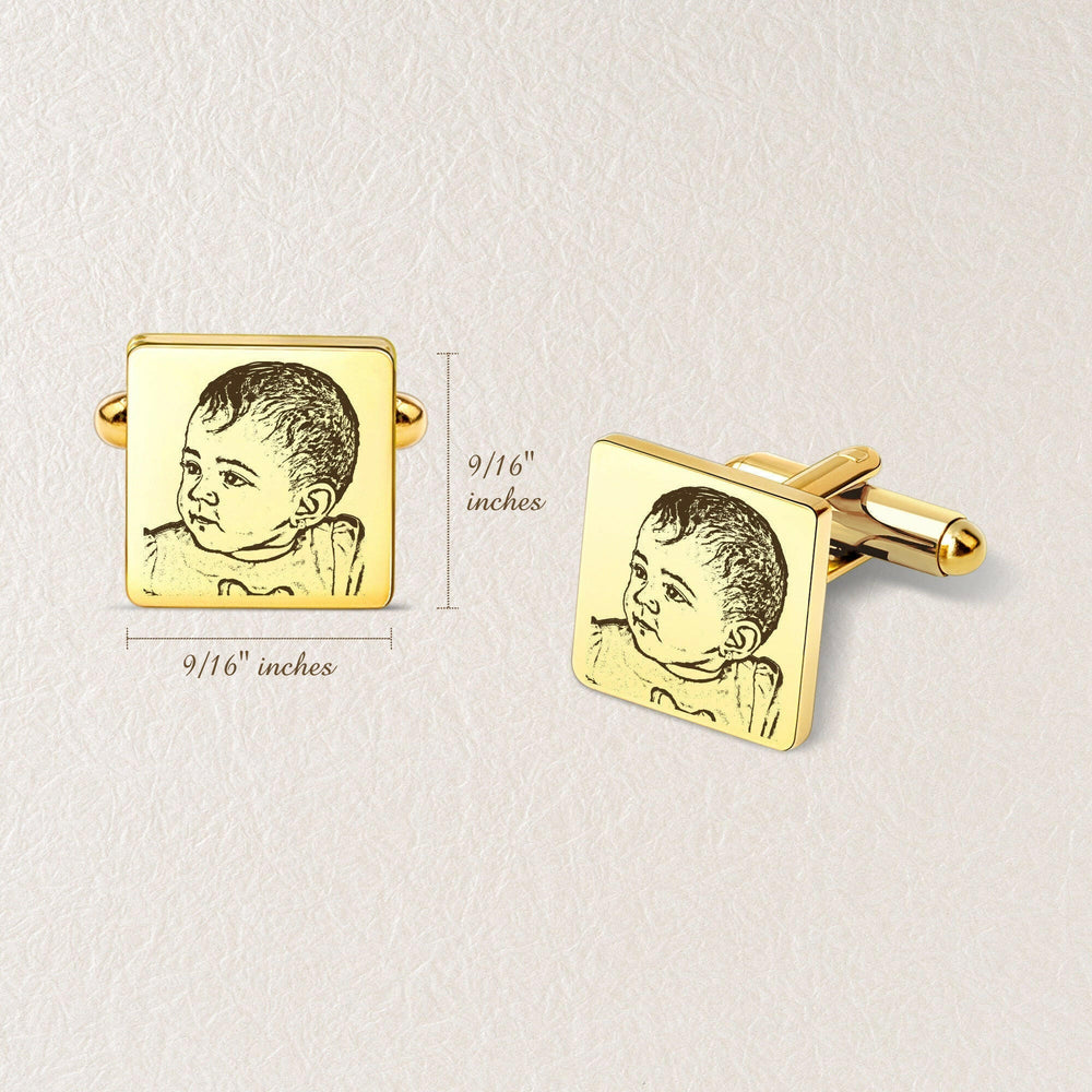Custom Photo engraving Wedding Square Cuff Links cufflink.