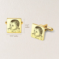 Custom Photo engraving Wedding Square Cuff Links cufflink.