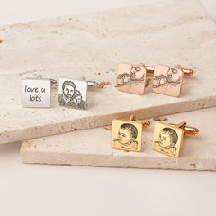 Custom Photo engraving Wedding Square Cuff Links cufflink.
