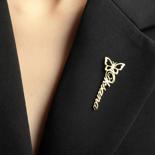 Butterfly Custom Name Lapel Brooch Pin