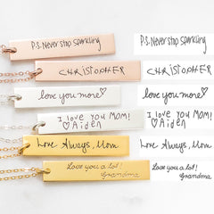 Vertical Handwriting Bar Necklace