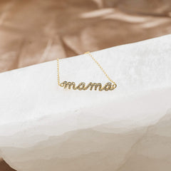 Custom Pave Mama Script Bracelet