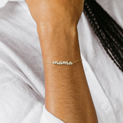 Custom Pave Mama Script Bracelet