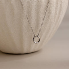 Cable Circle Charm Necklace