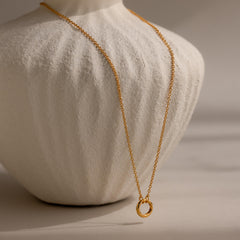 Cable Circle Charm Necklace