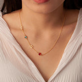 Personalized Vertical Charms and Birthstone Necklace Necklace.