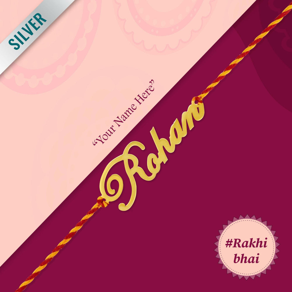 Splendid Personalised Gold Polish Silver Rakhi Rakhi.