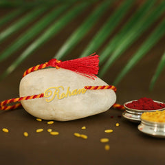 Splendid Personalised Gold Polish Silver Rakhi Rakhi.