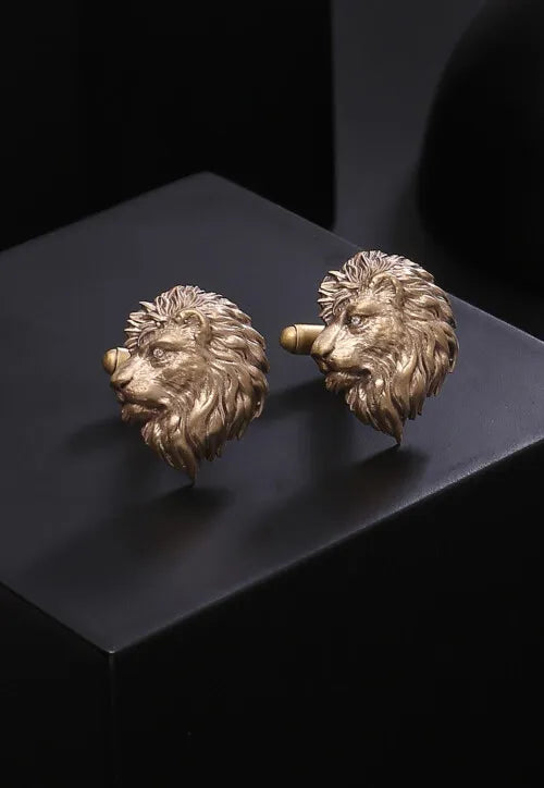 Silver The Side Lion Cufflink Pair
