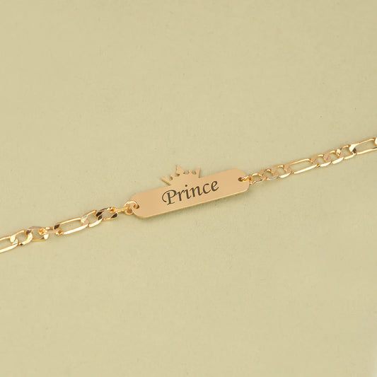 Personalized Gold-Plated Name Bracelet Rakhi with Crown