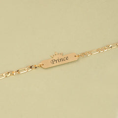 Personalized Gold-Plated Name Bracelet Rakhi with Crown