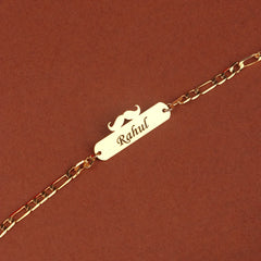 Personalized Golden Name Bracelet Moustache  Rakhi