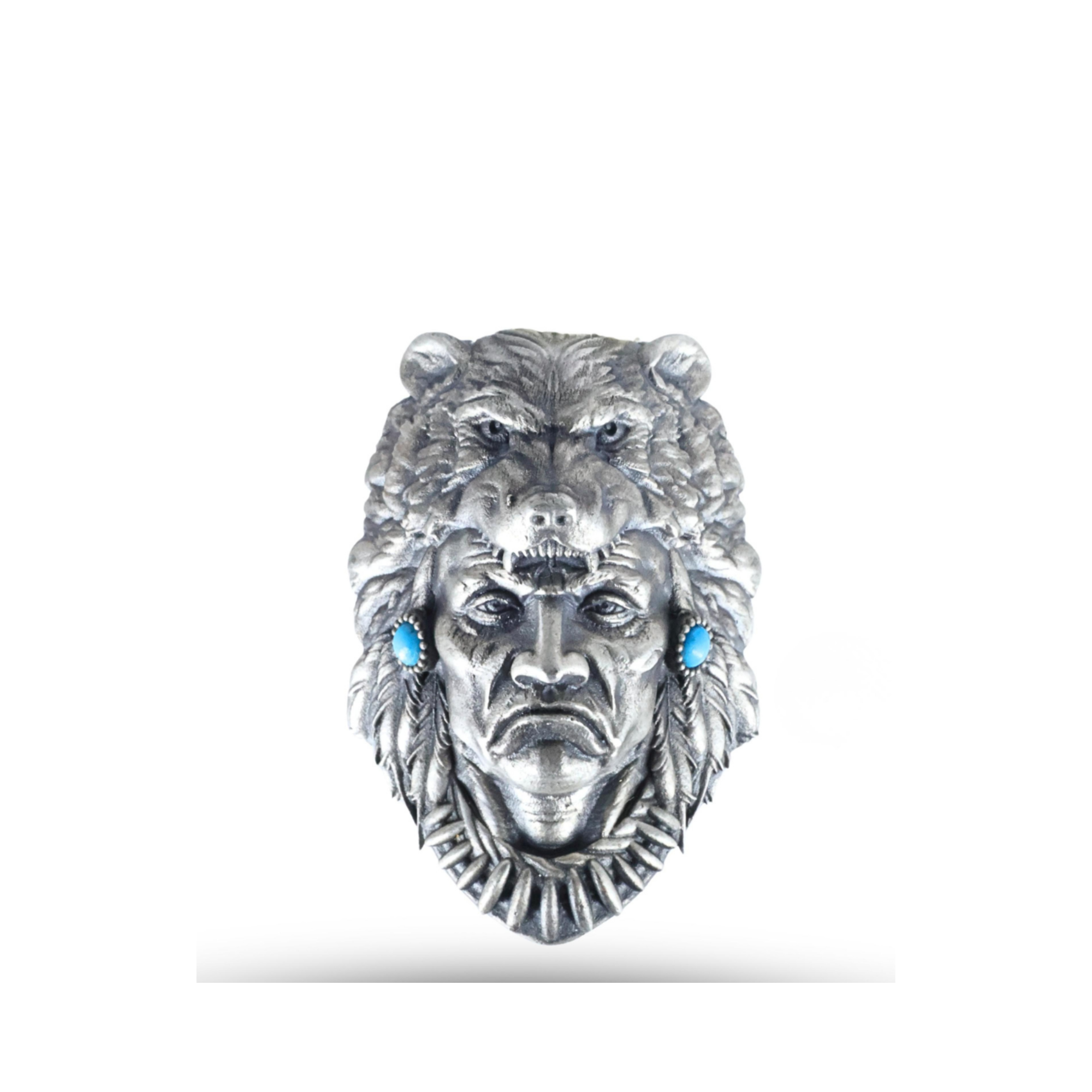 SILVER AMERICAN NATIVE MAN BROOCH