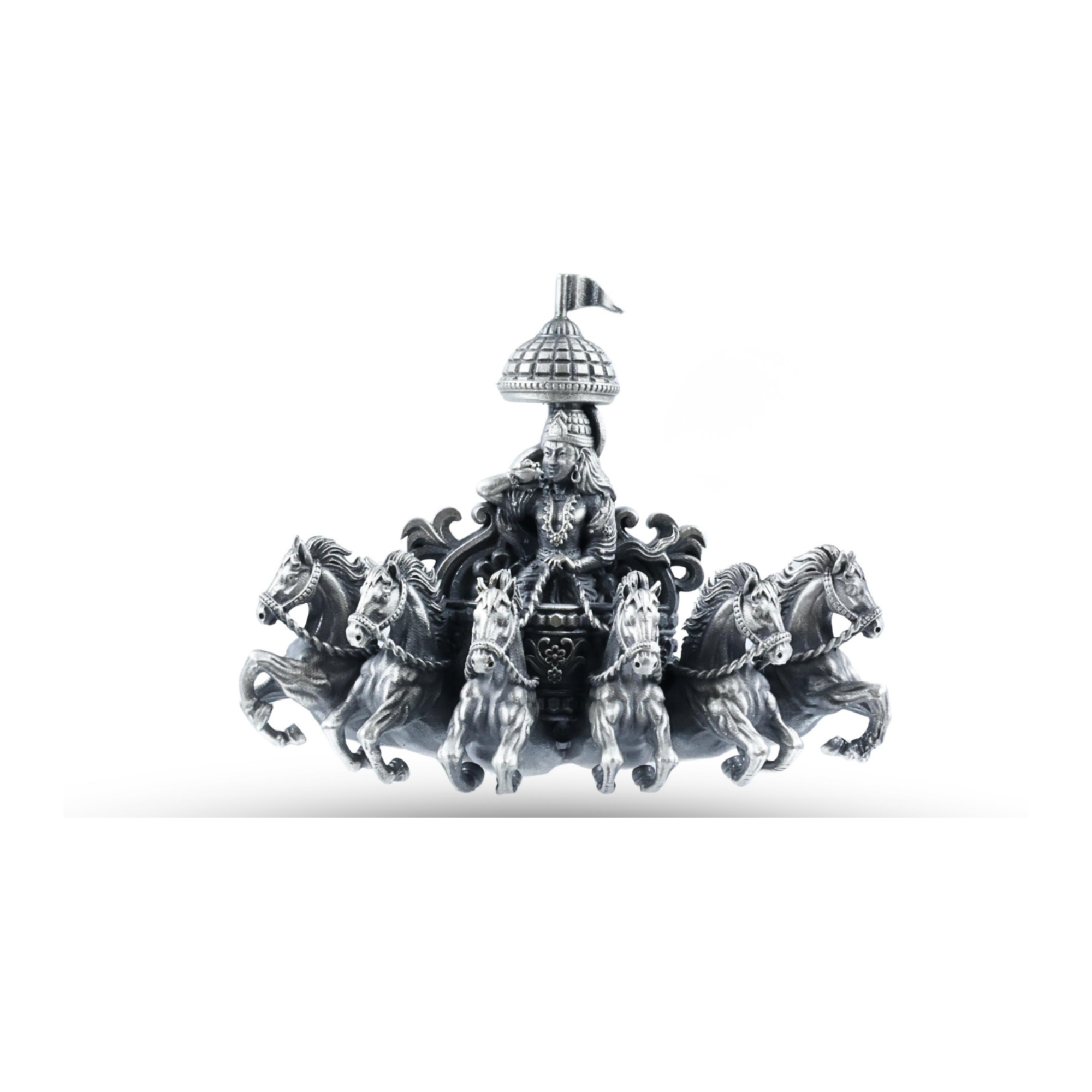 SILVER SURYA RATH BROOCH