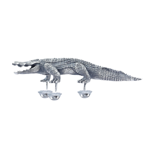Silver Crocodile shoulder Brooch