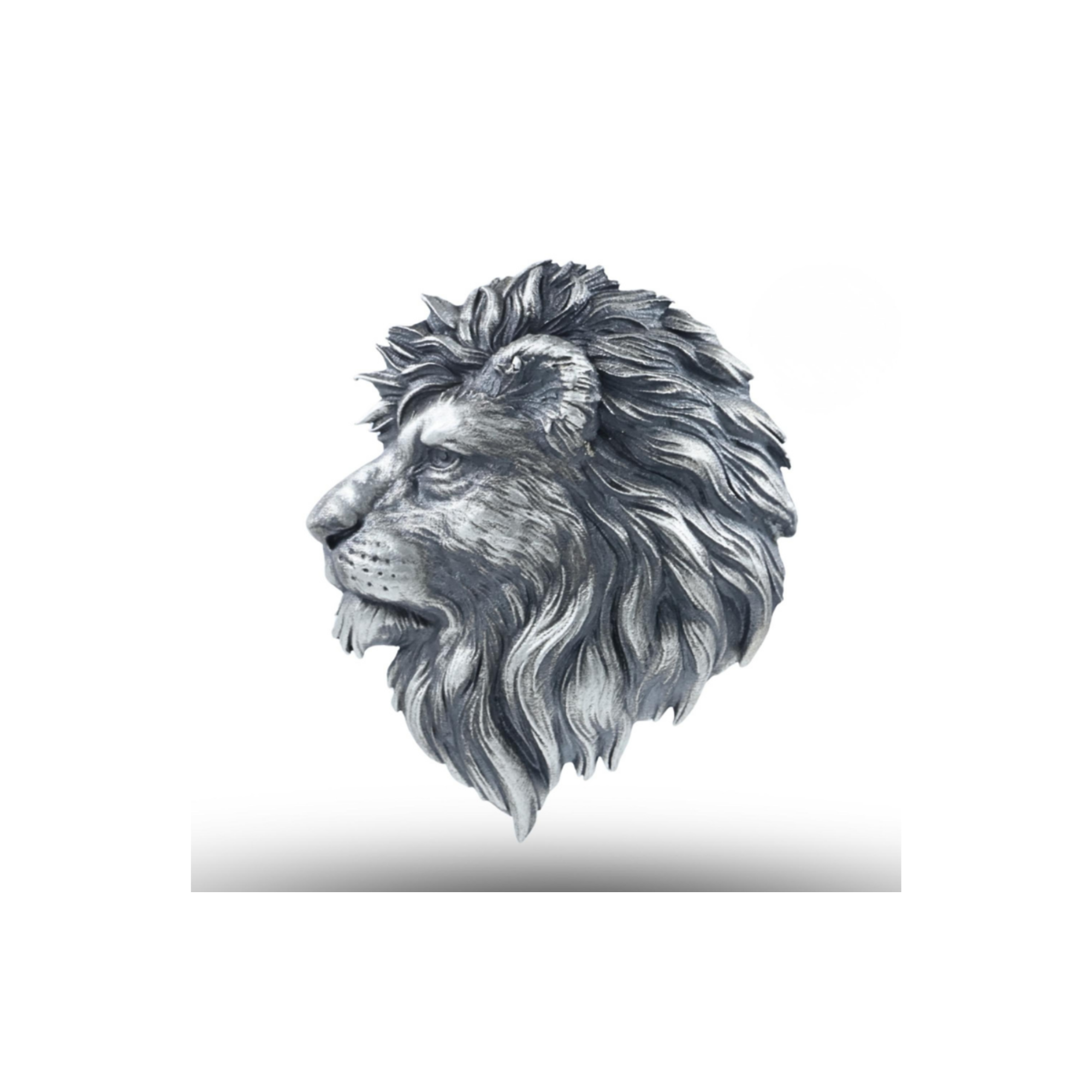 SILVER AFRICAN LION FACE BROOCH