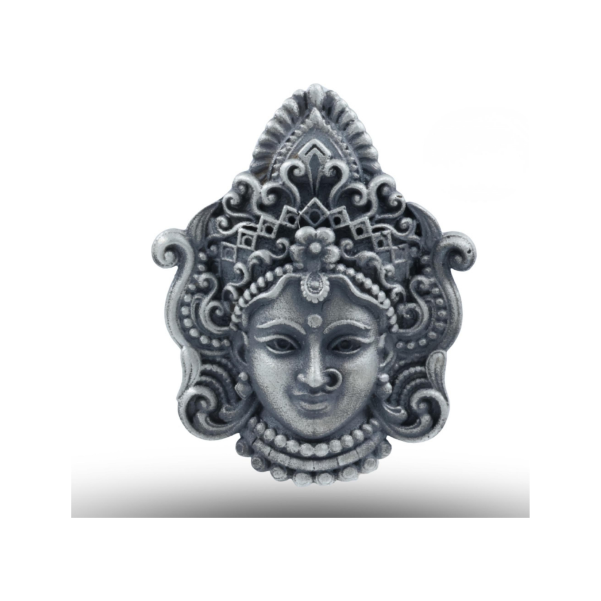 SILVER -DURGA FACE BROOCH