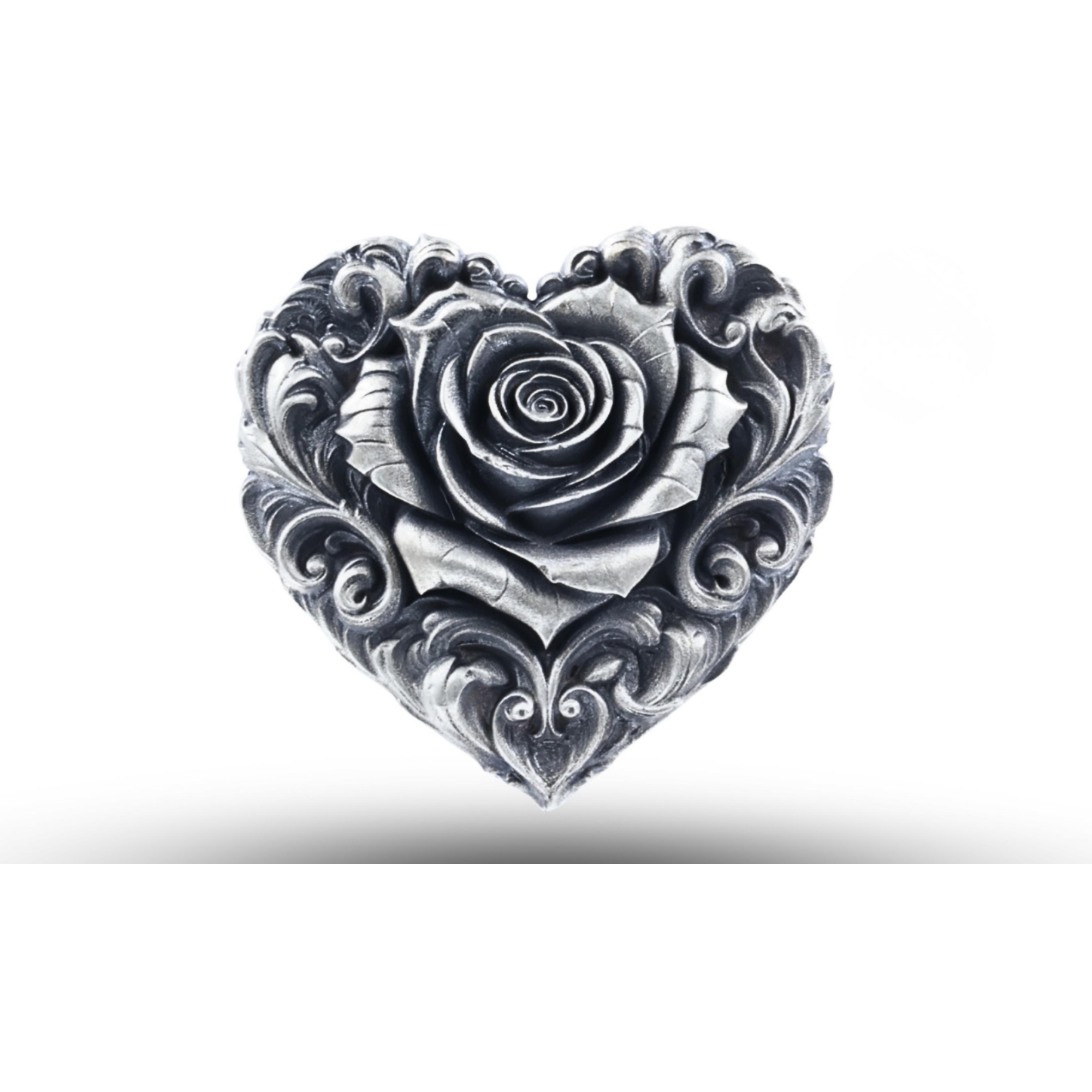SILVER ROSE BROOCH
