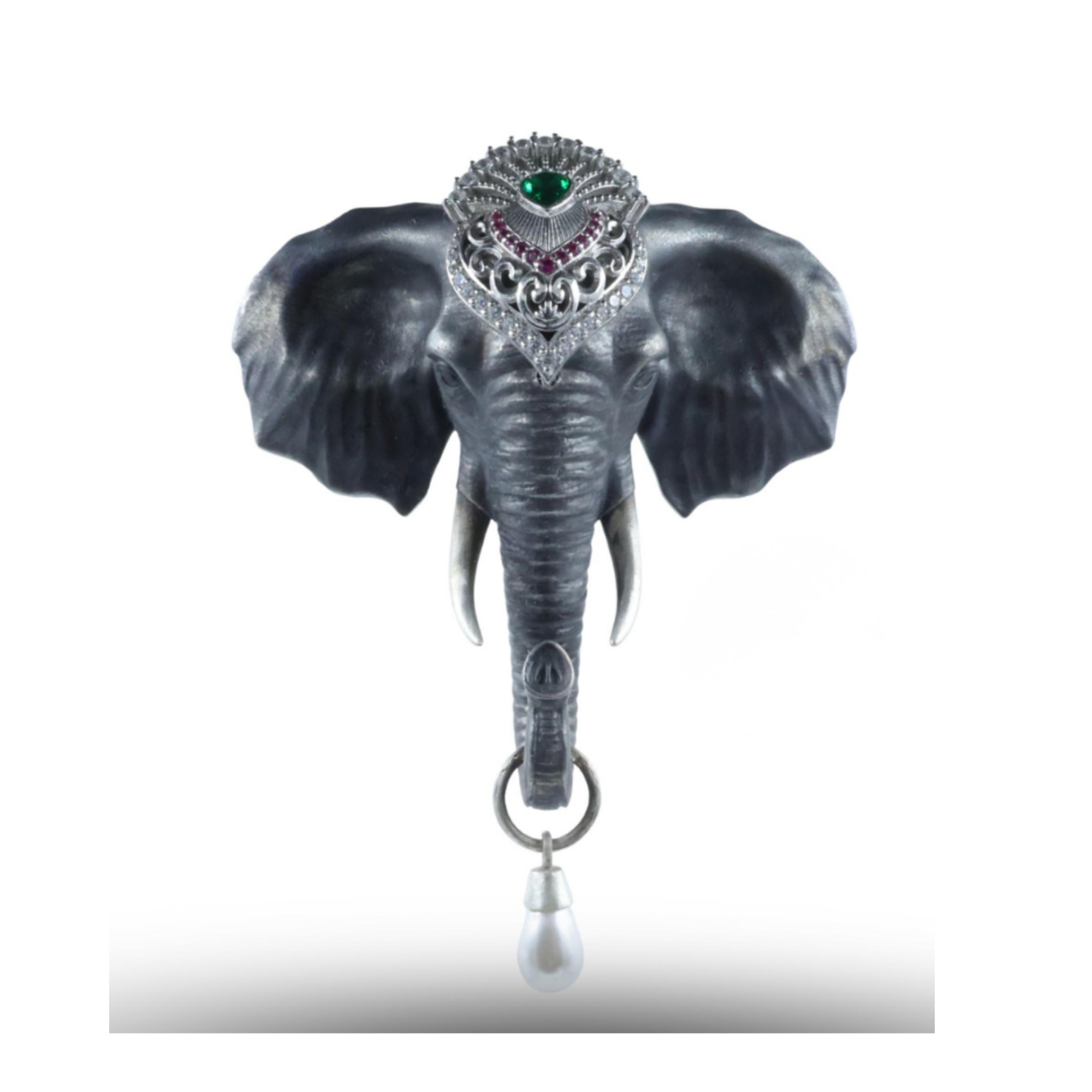 SILVER ROYAL ELEPHANT BROOCH