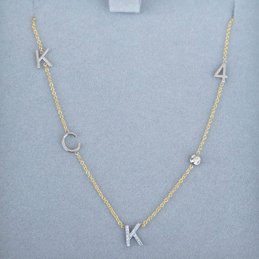 Custom Mixed Gold Necklace - 5 Letter