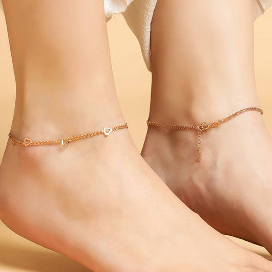 Stylish Heart Link Anklet