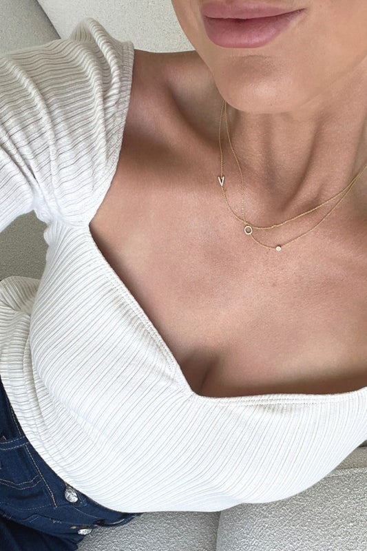 14k Gold Asymmetrical Letter Necklace - V