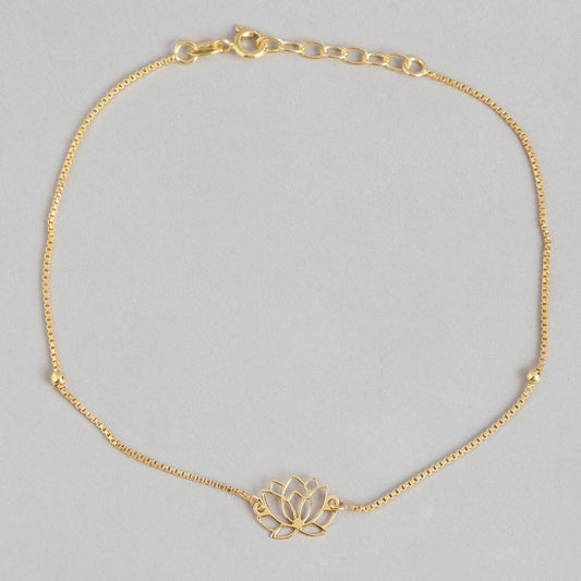 Elegant Lotus Charm Gold Anklet for Women