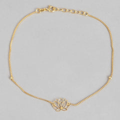 Elegant Lotus Charm Gold Anklet for Women