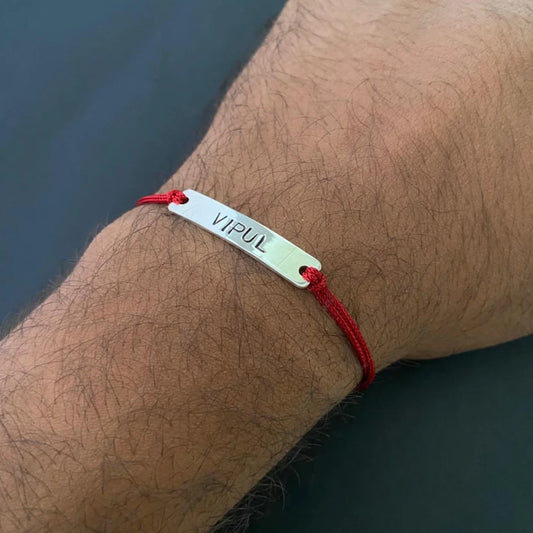 Premium Silver Plated Metal Bar Name Rakhi Collection