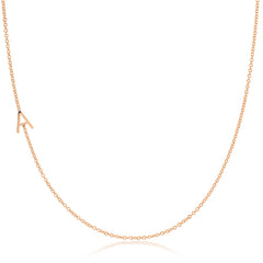 14k Gold Asymmetrical Letter Necklace - A