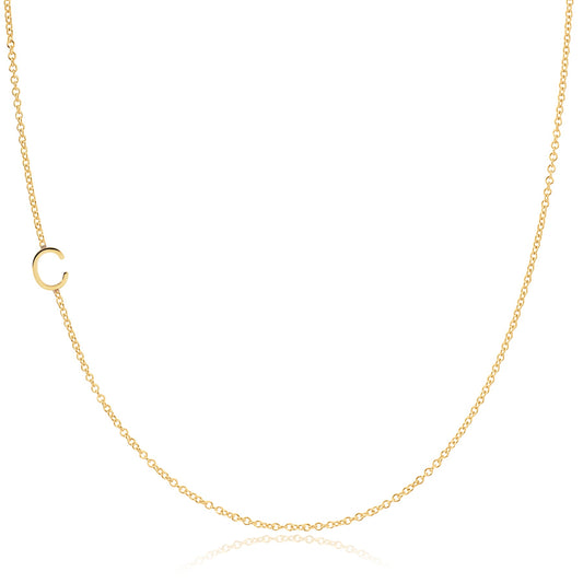 14k Gold Asymmetrical Letter Necklace - C